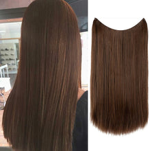 Load image into Gallery viewer, Halo Hair Extensions Short Synthetic Hairpieces Straight Headband for Women Heat Resistant Fiber No Clip وصلات شعر من هالو ، وصلات شعر اصطناعية قصيرة ، عصابة رأس مستقيمة للنساء ، ألياف مقاومة للحرارة ، بدون مشبك