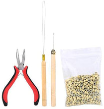 Load image into Gallery viewer, Estelle Hair Extension Kit, Wig Connector Kit Pliers Hook Loop Tip with 500Pcs Micro Rings Hair Extension Accessories مجموعة وصلات الشعر من Estelle ، مجموعة وصلات الشعر المستعار كماشة رأس حلقي مع 500 قطعة من إكسسوارات إطالة الشعر الصغيرة