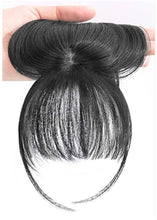 Load image into Gallery viewer, Estelle 3D Large Hair Bangs Clip 100 Natural Human Faux Bangs Clip on Bangs for Daily Wear Lightly Curved Black مشبك الانفجارات الكبيرة ثلاثية الأبعاد من Estelle ، 100 غرة طبيعية بشرية ، مشبك على الانفجارات للارتداء اليومي باللون الأسود المنحني قليلاً