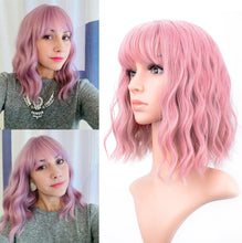 Load image into Gallery viewer, Estelle Natural Wavy Wig With Air Bangs Short Bob Wigs for Womens Shoulder Length Wigs Curly Wavy Cosplay Wig Bob Wig for Girls