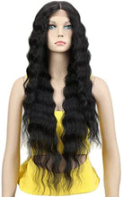 Load image into Gallery viewer, Estelle Lace Front Wigs 24'' Long Wavy Synthetic Wig 4.5" Transparent Lace For Women (BLACK COLOR) Estelle الدانتيل الجبهة الباروكات 24 '' طويل مموج الاصطناعية الباروكة 4.5 "دانتيل شفاف للنساء (أسود اللون)