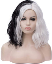 Load image into Gallery viewer, Estelle Black and White Wig Wavy Synthetic Wigs For Women Full Bang Heat Resistant Wig