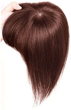 Load image into Gallery viewer, Estelle 100% Human Hair Toupee Clip in Human Hair Pieces Bangs Silk Base Crown Top Toppers Straight Hair Estelle 100٪ شعر مستعار بشري مشبك في قطع شعر بشري الانفجارات بقاعدة من الحرير والقبعات العلوية للشعر المستقيم