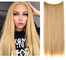 Load image into Gallery viewer, Halo Hair Extensions Short Synthetic Hairpieces Straight Headband for Women Heat Resistant Fiber No Clip وصلات شعر من هالو ، وصلات شعر اصطناعية قصيرة ، عصابة رأس مستقيمة للنساء ، ألياف مقاومة للحرارة ، بدون مشبك