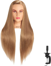 Load image into Gallery viewer, Estelle Mannequin Head Hair Styling Training Head Manikin Cosmetology Doll Head Synthetic Fiber Hair and Free Clamp Holder رأس دمية من Estelle Mannequin لتدريب تصفيف الشعر ، رأس مانيكين للتجميل ، رأس شعر من الألياف الاصطناعية وحامل مشبك مجاني