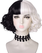 Load image into Gallery viewer, Estelle Black and White Wig Wavy Synthetic Wigs For Women Full Bang Heat Resistant Wig