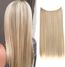 Load image into Gallery viewer, Halo Hair Extensions Short Synthetic Hairpieces Straight Headband for Women Heat Resistant Fiber No Clip وصلات شعر من هالو ، وصلات شعر اصطناعية قصيرة ، عصابة رأس مستقيمة للنساء ، ألياف مقاومة للحرارة ، بدون مشبك