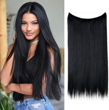 Load image into Gallery viewer, Halo Hair Extensions Short Synthetic Hairpieces Straight Headband for Women Heat Resistant Fiber No Clip وصلات شعر من هالو ، وصلات شعر اصطناعية قصيرة ، عصابة رأس مستقيمة للنساء ، ألياف مقاومة للحرارة ، بدون مشبك