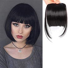 Load image into Gallery viewer, Estelle Bangs Clip in Hair Extensions Front Neat Bang Fringe One Piece 15cm Short Straight Hairpiece for Women مشبك الانفجارات في وصلات الشعر الأمامية الأنيقة بانغ هامش قطعة واحدة 15 سم قطعة شعر مستقيمة قصيرة للنساء