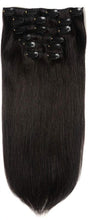 将图片加载到图库查看器,Straight Hair Extensions Clip In Human Hair Double Weft Dark Brown/Jet Black/Nature Black Clip on Hair Extensions Remy Human Hair Thick for Black Woman 100g 8Pcs/Lot