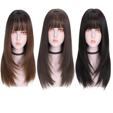 Load image into Gallery viewer, Estelle Long Hair Natural Full Straight Wig With Air Bangs