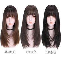 Load image into Gallery viewer, Estelle Long Hair Natural Full Straight Wig With Air Bangs