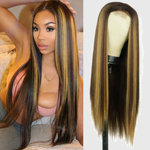 Load image into Gallery viewer, Estelle Fashion Small Lace Front Wig For Women Straight Long Mixcolor 4/27 Estelle Fashion باروكة دانتيل أمامية صغيرة للنساء مستقيم طويل ميكس كولور 4/27