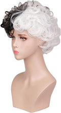 Load image into Gallery viewer, Estelle Black and White Wig Wavy Synthetic Wigs For Women Full Bang Heat Resistant Wig