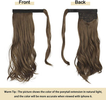 Load image into Gallery viewer, Curly Ponytail Extension 24 Inch Heat Resistant Synthetic Natural Wavy Hair Piece Wrap Around Ponytail Hair Extensions for Women وصلات شعر ذيل حصان مجعد 24 بوصة مقاومة للحرارة من الشعر الاصطناعي الطبيعي المموج قطعة ملفوفة حول وصلات شعر ذيل حصان للنساء