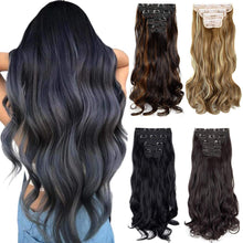 Load image into Gallery viewer, Estelle Clip in Hair Extensions 4Pcs 11Clips Curly Wavy Thick Full Head Double Weft Clip on Synthetic Hair Extension وصلات شعر Estelle Clip في وصلات الشعر 4 قطعة 11 مشابك مموجة ومموجة سميكة كاملة الرأس بمشبك مزدوج اللحمة على وصلات الشعر الاصطناعية