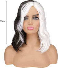 Load image into Gallery viewer, Estelle Black and White Wig Wavy Synthetic Wigs For Women Full Bang Heat Resistant Wig