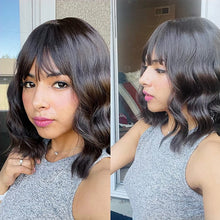 Load image into Gallery viewer, Estelle Natural Wavy Wig With Air Bangs Short Bob Wigs for Womens Shoulder Length Wigs Curly Wavy Cosplay Wig Bob Wig for Girls