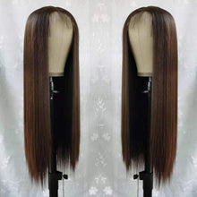 Load image into Gallery viewer, Estelle Chestnut Brown Long Straight Lace Front Wigs Hair, Glue less Natural Heat Resistant Synthetic Hair for Black Women 100% Stylish Wigs (#6 Brown)