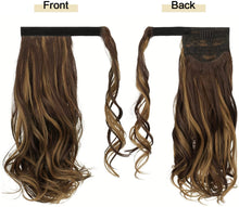 Load image into Gallery viewer, Curly Ponytail Extension 24 Inch Heat Resistant Synthetic Natural Wavy Hair Piece Wrap Around Ponytail Hair Extensions for Women وصلات شعر ذيل حصان مجعد 24 بوصة مقاومة للحرارة من الشعر الاصطناعي الطبيعي المموج قطعة ملفوفة حول وصلات شعر ذيل حصان للنساء