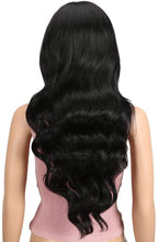 Load image into Gallery viewer, Estelle 24" Big Curly Wavy Supreme Free Lace Frontal Wigs With Baby Hair High Temperature Synthetic Wigs (Natural Black #1B) باروكات أمامية دانتيل كبيرة مجعد مموج كبير 24 بوصة مع شعر الطفل بدرجة حرارة عالية باروكات صناعية (أسود طبيعي # 1B)