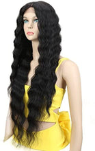 Load image into Gallery viewer, Estelle Lace Front Wigs 24'' Long Wavy Synthetic Wig 4.5" Transparent Lace For Women (BLACK COLOR) Estelle الدانتيل الجبهة الباروكات 24 '' طويل مموج الاصطناعية الباروكة 4.5 "دانتيل شفاف للنساء (أسود اللون)