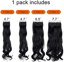 Load image into Gallery viewer, Estelle Clip in Hair Extensions 4Pcs 11Clips Curly Wavy Thick Full Head Double Weft Clip on Synthetic Hair Extension وصلات شعر Estelle Clip في وصلات الشعر 4 قطعة 11 مشابك مموجة ومموجة سميكة كاملة الرأس بمشبك مزدوج اللحمة على وصلات الشعر الاصطناعية