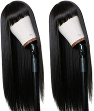 Load image into Gallery viewer, Estelle Long Straight Remy Hair Wigs Natural Black Heat Resistant Fiber Hair Full Machine Wig with Bangs Cosplay Party Wig For Fashion Women