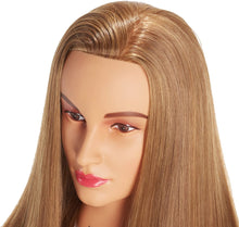 Load image into Gallery viewer, Estelle Mannequin Head Hair Styling Training Head Manikin Cosmetology Doll Head Synthetic Fiber Hair and Free Clamp Holder رأس دمية من Estelle Mannequin لتدريب تصفيف الشعر ، رأس مانيكين للتجميل ، رأس شعر من الألياف الاصطناعية وحامل مشبك مجاني