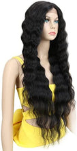 Load image into Gallery viewer, Estelle Lace Front Wigs 24'' Long Wavy Synthetic Wig 4.5" Transparent Lace For Women (BLACK COLOR) Estelle الدانتيل الجبهة الباروكات 24 '' طويل مموج الاصطناعية الباروكة 4.5 "دانتيل شفاف للنساء (أسود اللون)
