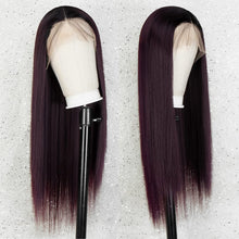 Load image into Gallery viewer, Lace Ombre Burgundy Synthetic Front 22in Wig #99J الدانتيل أومبير عنابي أمامي اصطناعي 22in شعر مستعار # 99J