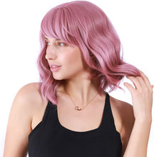 Load image into Gallery viewer, Estelle Natural Wavy Wig With Air Bangs Short Bob Wigs for Womens Shoulder Length Wigs Curly Wavy Cosplay Wig Bob Wig for Girls
