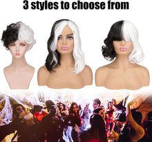 Load image into Gallery viewer, Estelle Black and White Wig Wavy Synthetic Wigs For Women Full Bang Heat Resistant Wig