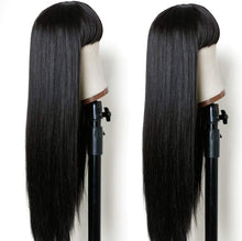 Load image into Gallery viewer, Estelle Long Straight Remy Hair Wigs Natural Black Heat Resistant Fiber Hair Full Machine Wig with Bangs Cosplay Party Wig For Fashion Women