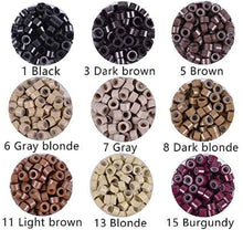 Load image into Gallery viewer, Silicone Lined Micro Links Rings Beads Hair Feather Extensions 5.0x3.0x3.0 mm Hair Beads وصلات صغيرة مبطنة بالسيليكون وصلات خرز وصلات شعر وصلات شعر 5.0x3.0x3.0 ملم خرز شعر