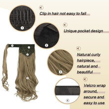 Load image into Gallery viewer, Curly Ponytail Extension 24 Inch Heat Resistant Synthetic Natural Wavy Hair Piece Wrap Around Ponytail Hair Extensions for Women وصلات شعر ذيل حصان مجعد 24 بوصة مقاومة للحرارة من الشعر الاصطناعي الطبيعي المموج قطعة ملفوفة حول وصلات شعر ذيل حصان للنساء