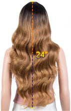 Load image into Gallery viewer, Estelle Long Wavy Lace Front with 13"x2.5" Simulated Scalp Wig 24'' Body Wavy Synthetic Wigs (Ombre Honey Color) دانتيل أمامي طويل مموج من Estelle مع شعر مستعار مقلد لفروة الرأس مقاس 13 × 2.5 بوصة 24 بوصة شعر مستعار صناعي مموج للجسم (لون عسلي متدرج اللون)