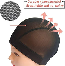 Load image into Gallery viewer, Estelle Durable 2 Packs Dome Wig Caps Black Close End Mesh Wig Caps for Woman Hair Extensions Weave Wig Wearing Stretchy Spandex Wig Caps for Wig Making Free Size