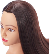 Load image into Gallery viewer, Estelle Mannequin Head Hair Styling Training Head Manikin Cosmetology Doll Head Synthetic Fiber Hair and Free Clamp Holder رأس دمية من Estelle Mannequin لتدريب تصفيف الشعر ، رأس مانيكين للتجميل ، رأس شعر من الألياف الاصطناعية وحامل مشبك مجاني