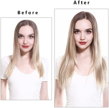 Load image into Gallery viewer, Halo Hair Extensions Short Synthetic Hairpieces Straight Headband for Women Heat Resistant Fiber No Clip وصلات شعر من هالو ، وصلات شعر اصطناعية قصيرة ، عصابة رأس مستقيمة للنساء ، ألياف مقاومة للحرارة ، بدون مشبك