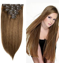 Load image into Gallery viewer, Clip On Nature Hair Extensions Straight Black 75g 4 Pieces 10 Clips -وصلات شعر طبيعية قابلة للقص، لون أسود مستقيم، 75 جم، 4 قطع، 10 مشابك