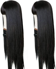 Load image into Gallery viewer, Estelle Long Straight Remy Hair Wigs Natural Black Heat Resistant Fiber Hair Full Machine Wig with Bangs Cosplay Party Wig For Fashion Women