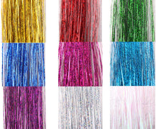 Load image into Gallery viewer, Eestelle 44Inches multi Color Tinsel Hair Extensions, 3300 Strands Fairy Hair Kit With Tool, Heat Resistant Glitter Sparkling Shiny Hair Extensions Accessories