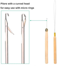 Load image into Gallery viewer, Estelle Hair Extension Kit, Wig Connector Kit Pliers Hook Loop Tip with 500Pcs Micro Rings Hair Extension Accessories مجموعة وصلات الشعر من Estelle ، مجموعة وصلات الشعر المستعار كماشة رأس حلقي مع 500 قطعة من إكسسوارات إطالة الشعر الصغيرة