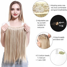 Load image into Gallery viewer, Halo Hair Extensions Short Synthetic Hairpieces Straight Headband for Women Heat Resistant Fiber No Clip وصلات شعر من هالو ، وصلات شعر اصطناعية قصيرة ، عصابة رأس مستقيمة للنساء ، ألياف مقاومة للحرارة ، بدون مشبك