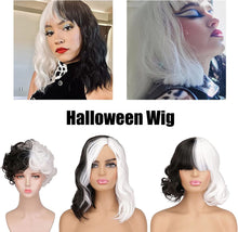 Load image into Gallery viewer, Estelle Black and White Wig Wavy Synthetic Wigs For Women Full Bang Heat Resistant Wig
