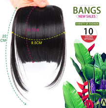 Load image into Gallery viewer, Estelle Bangs Clip in Hair Extensions Front Neat Bang Fringe One Piece 15cm Short Straight Hairpiece for Women مشبك الانفجارات في وصلات الشعر الأمامية الأنيقة بانغ هامش قطعة واحدة 15 سم قطعة شعر مستقيمة قصيرة للنساء