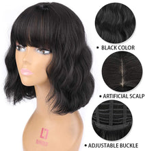 Load image into Gallery viewer, Estelle Fiber Heat Resistant Wig, Nature looking ,Curl, Bodywave, Straight, long, Short, Black, Brown, for Cosplay Daily Party Use Synthetic Hair Replacement Wig For Fashion Women (Short Black)