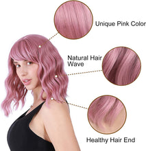 Load image into Gallery viewer, Estelle Natural Wavy Wig With Air Bangs Short Bob Wigs for Womens Shoulder Length Wigs Curly Wavy Cosplay Wig Bob Wig for Girls