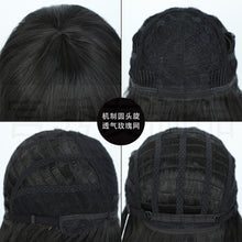 Load image into Gallery viewer, Estelle European Beauty Long Curly Big Waves With Bangs Mixed Hair Chemical Fiber Wig Headgear Wave Wigs Color No 1B Black